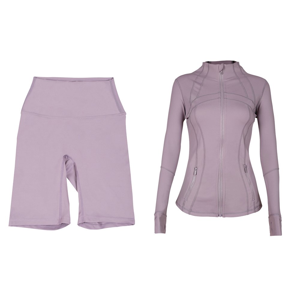 Lulu's new summer Women's Exercise bike shorts match the jacket set