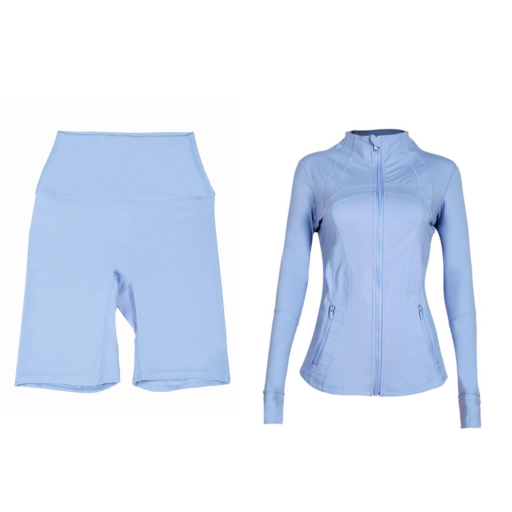 Lulu's new summer Women's Exercise bike shorts match the jacket set