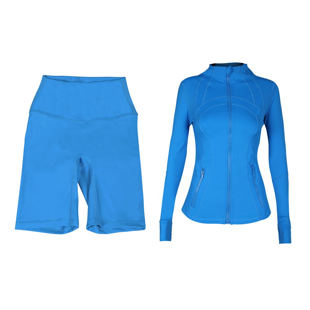 Lulu's new summer Women's Exercise bike shorts match the jacket set