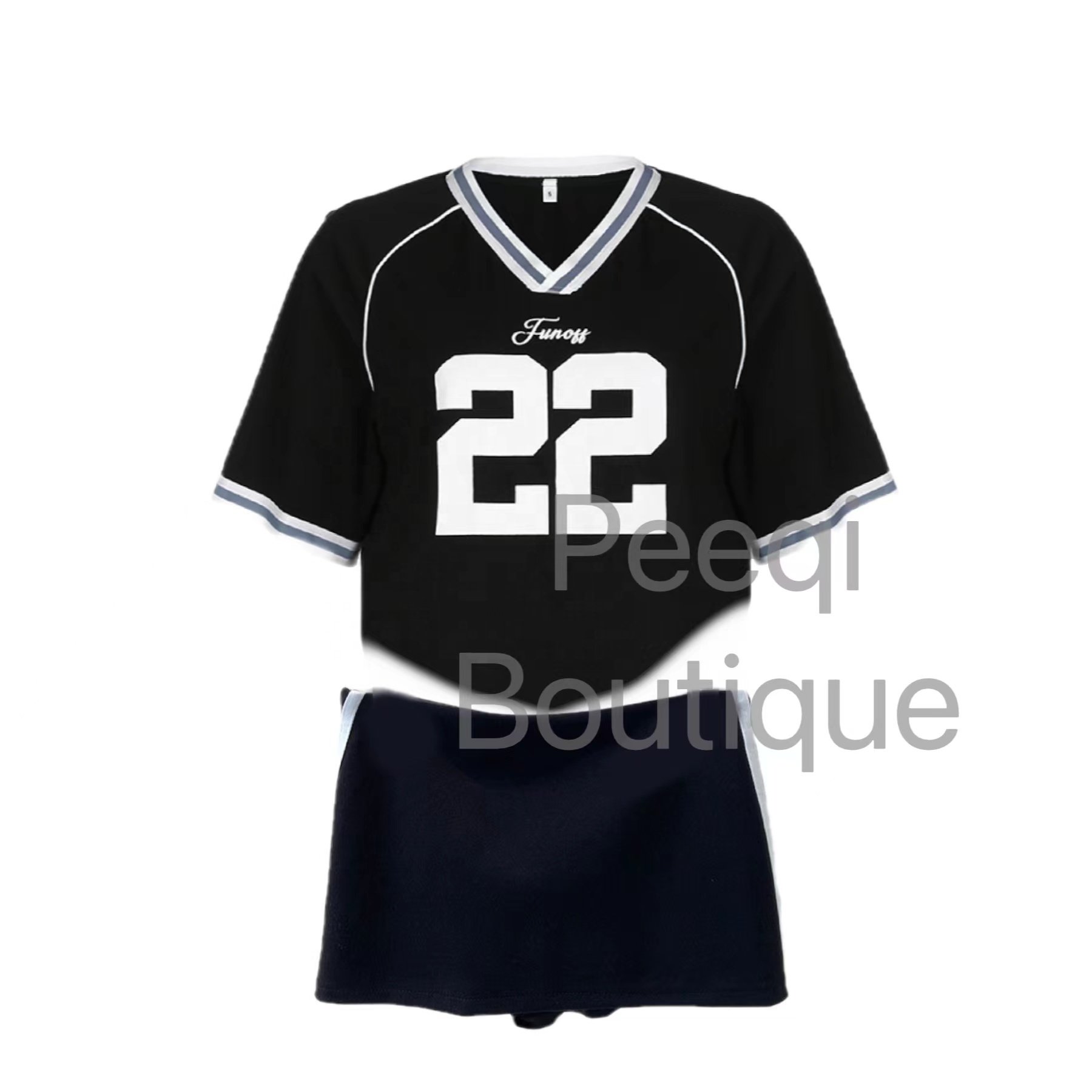 Peeqi Y2K Jersey T-shirt and Bodycon Mini Skirts 2 Piece Set outfits casual fashion streetwear women lady