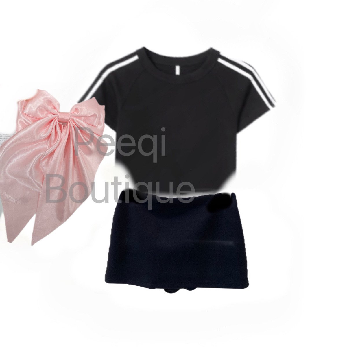 Peeqi Y2K Jersey T-shirt and Bodycon Mini Skirts 2 Piece Set outfits casual fashion streetwear women lady
