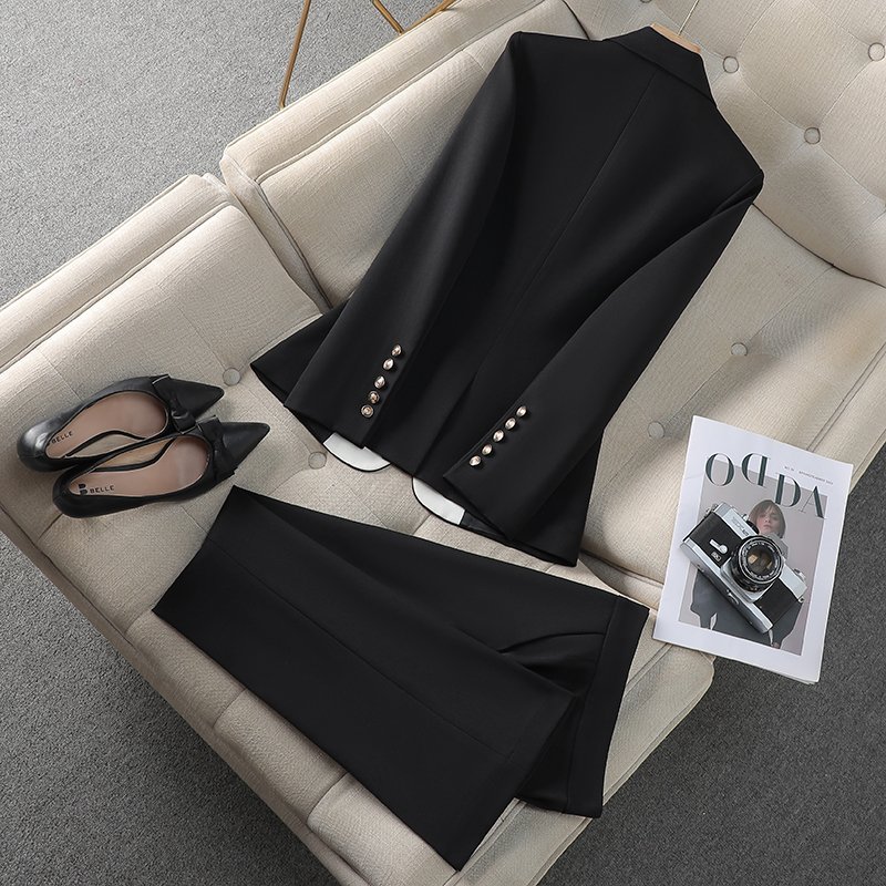 Hot selling high-quality women's business commuting jacket, fashionable casual suit long pants two-piece set office tailcoat set
