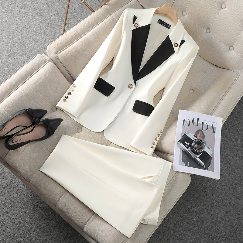 Hot selling high-quality women's business commuting jacket, fashionable casual suit long pants two-piece set office tailcoat set