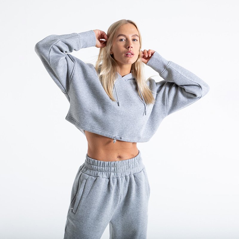 Custom Joggers Set Women High Quality Cotton 2 Piece Set Women Street Wear Crop Top Hoodies Set Sweatsuit