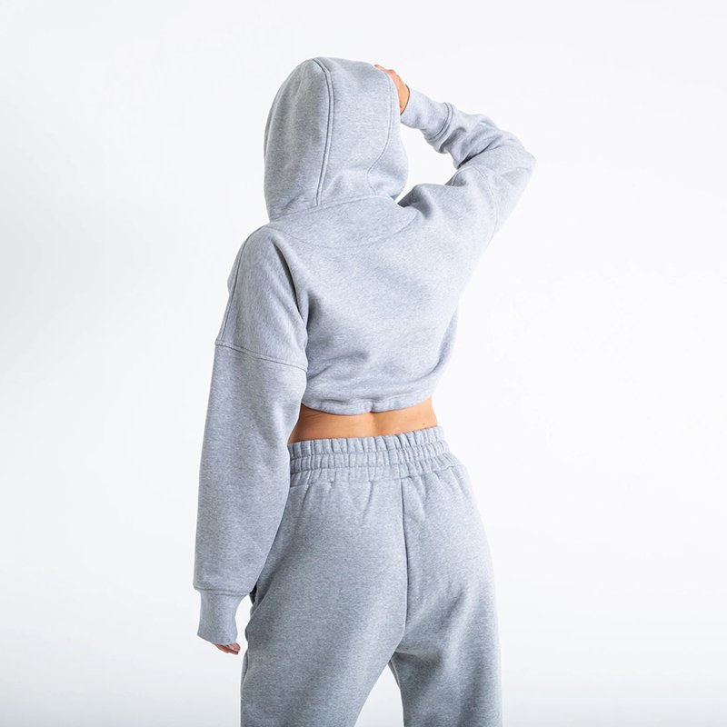 Custom Joggers Set Women High Quality Cotton 2 Piece Set Women Street Wear Crop Top Hoodies Set Sweatsuit
