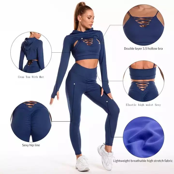 Seamless 3 Piece Yoga Set Women Workout Clothing Plus Size Yoga Leggings Womens Workout Sets Gym Clothes Yoga Sets Fitness Women