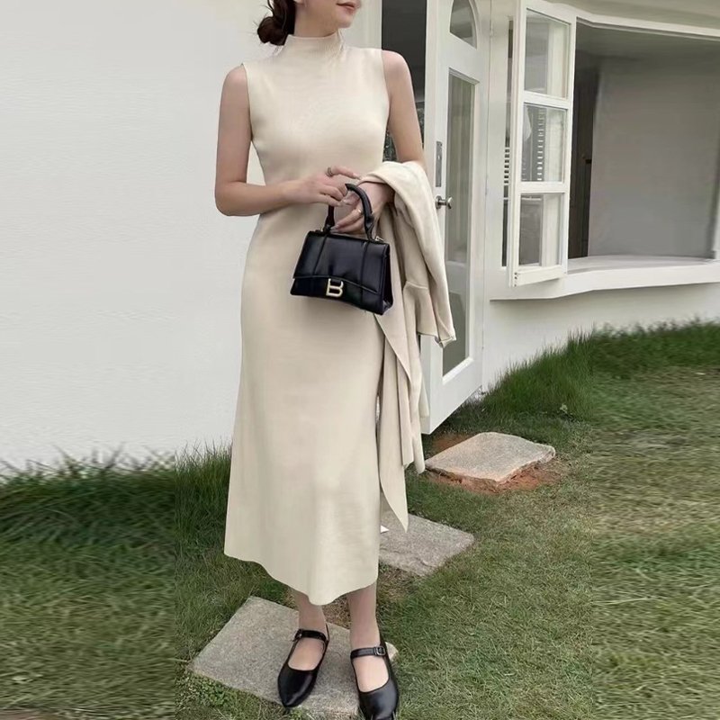 Xiaoxiangfeng Knitted Set Women's 2024 Autumn/Winter Mid to Long Length High End Cardigan Coat Vest Dress