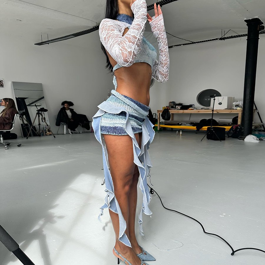 Kliou K24S47813 New arrivals 3 piece set casual printed women's sets with tassels trendy lace outfits