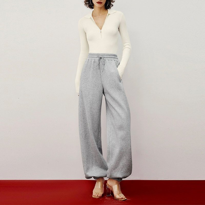 F240099 Custom Women's Sets Two Piece Outfits Clothing Set Oversize Loose 1/4 Zip Up Hoodie Sweatpants Jogger Tracksuit Set