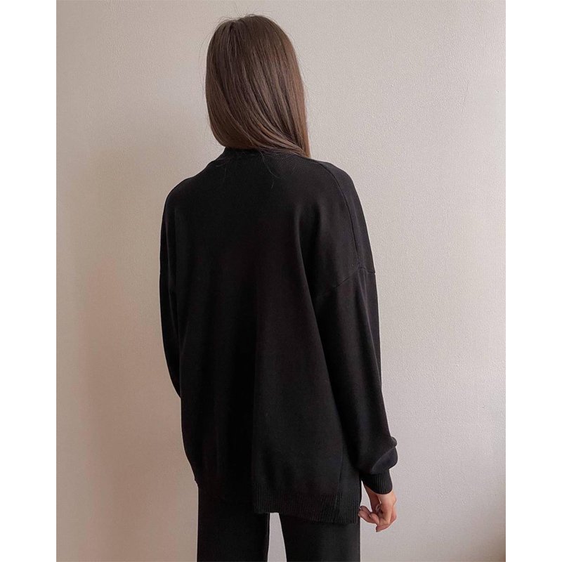Women's Sweaters Cardigan Sweater Coat Knit Women Custom Plus Size Knitted Autumn Knitted Cardigan High Lapel Three Piece Set