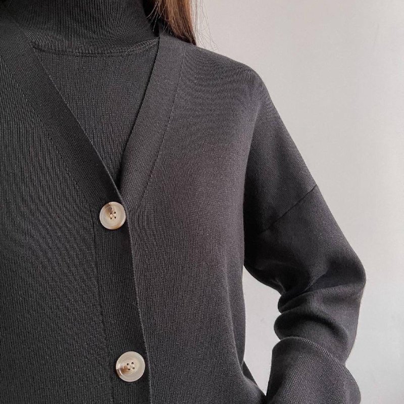 Women's Sweaters Cardigan Sweater Coat Knit Women Custom Plus Size Knitted Autumn Knitted Cardigan High Lapel Three Piece Set