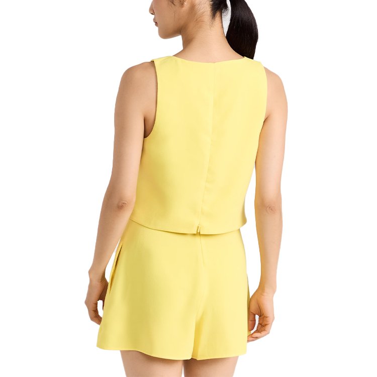 Womens Sets Custom Logo Sleeveless Blouse & Side Pockets Shorts Set Two Piece Chiffon Sets for Women