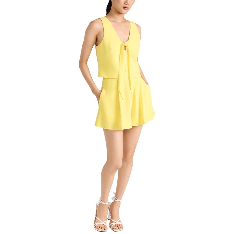 Womens Sets Custom Logo Sleeveless Blouse & Side Pockets Shorts Set Two Piece Chiffon Sets for Women