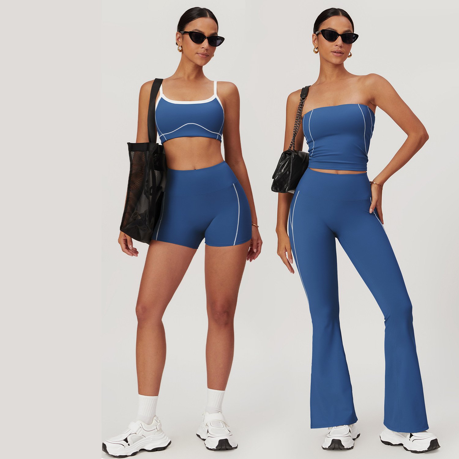 New Style Women Gym Fitness Strapless Bra Yoga Suit Fitness Sportswear Active Wear Set yoga sets for tall women
