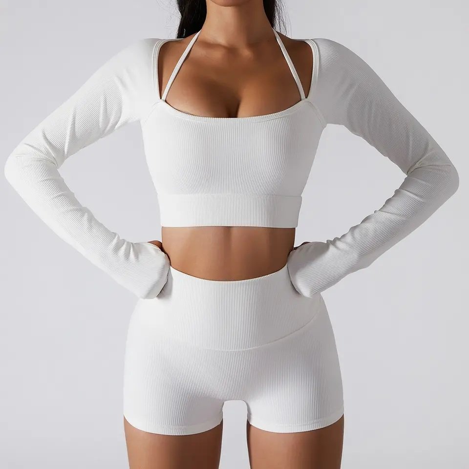 2023 New 5 pcs Seamless Yoga wear Women's Sports Fitness Short- and long Sleeved High Waist fitness wear Yoga Set