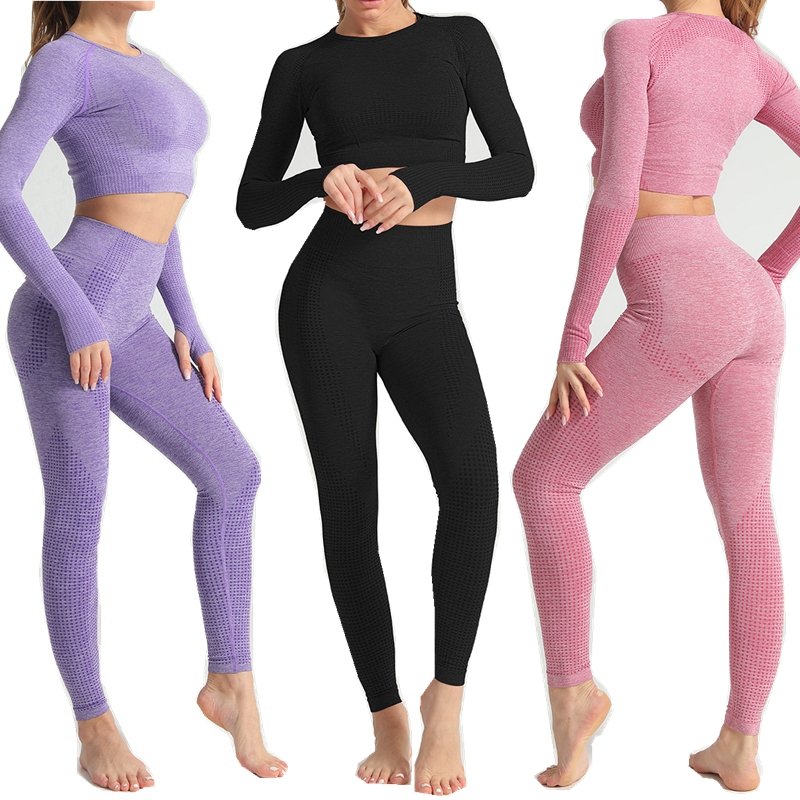 2023 New 5 pcs Seamless Yoga wear Women's Sports Fitness Short- and long Sleeved High Waist fitness wear Yoga Set