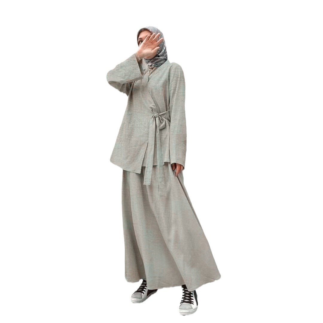 Boutique Wholesale 2024 Autumn European and American New Fashion Large Size Open Shirt Dress Women's Set