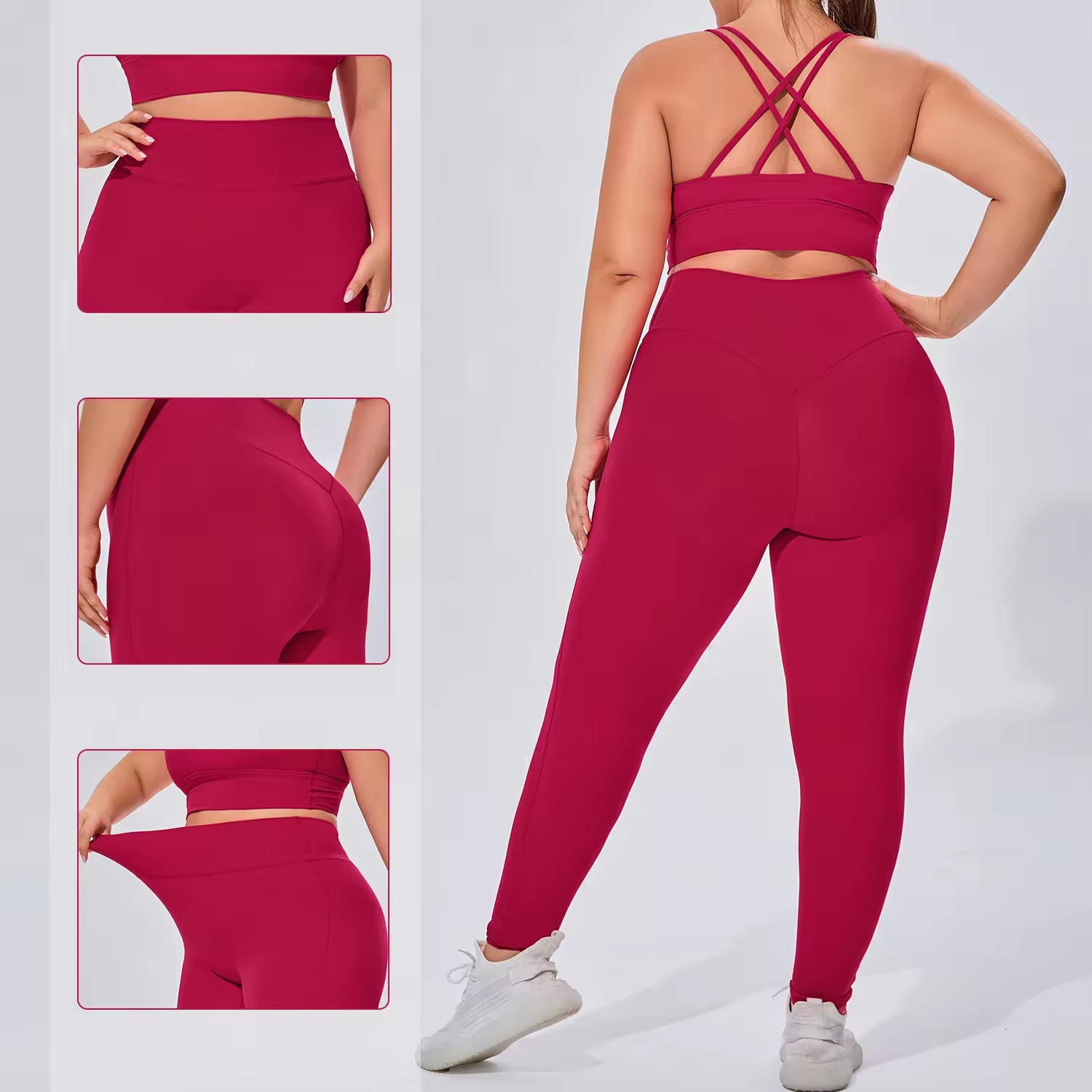 High Stretch Yoga Set XXXL Breathable Butter Soft Bra Top and leggings 2 plus size Plus size Sports Gym fitness set