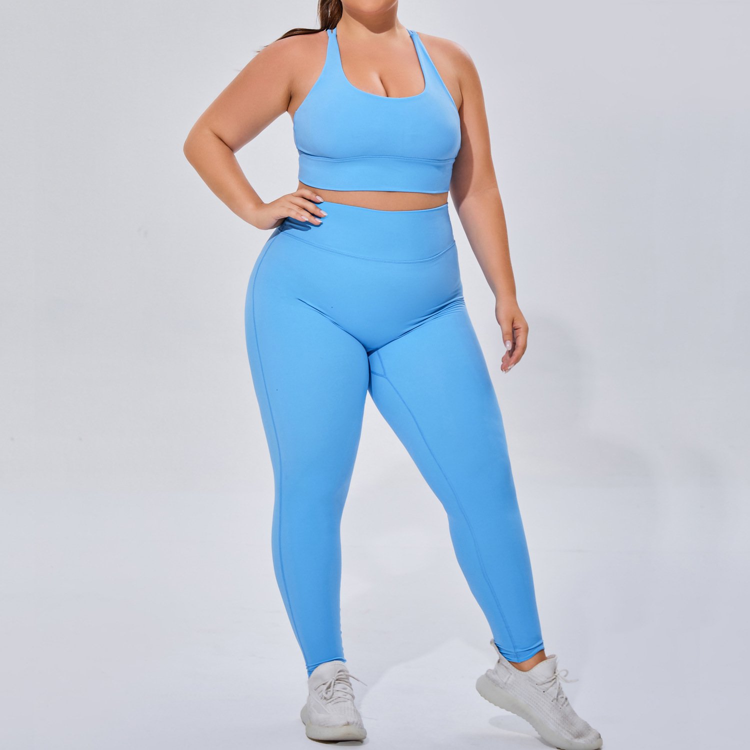 High Stretch Yoga Set XXXL Breathable Butter Soft Bra Top and leggings 2 plus size Plus size Sports Gym fitness set