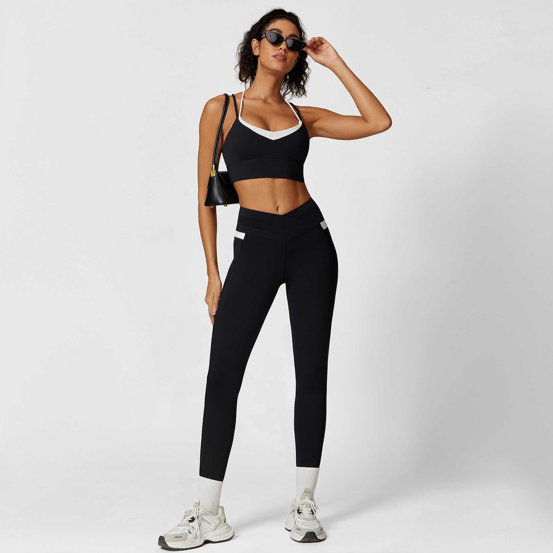YIYI Fashion Quick Dry Workout Athletic Suits Girls Breathable Gym Fitness Sets Yoga Compression Leggings Women Active Wear Set
