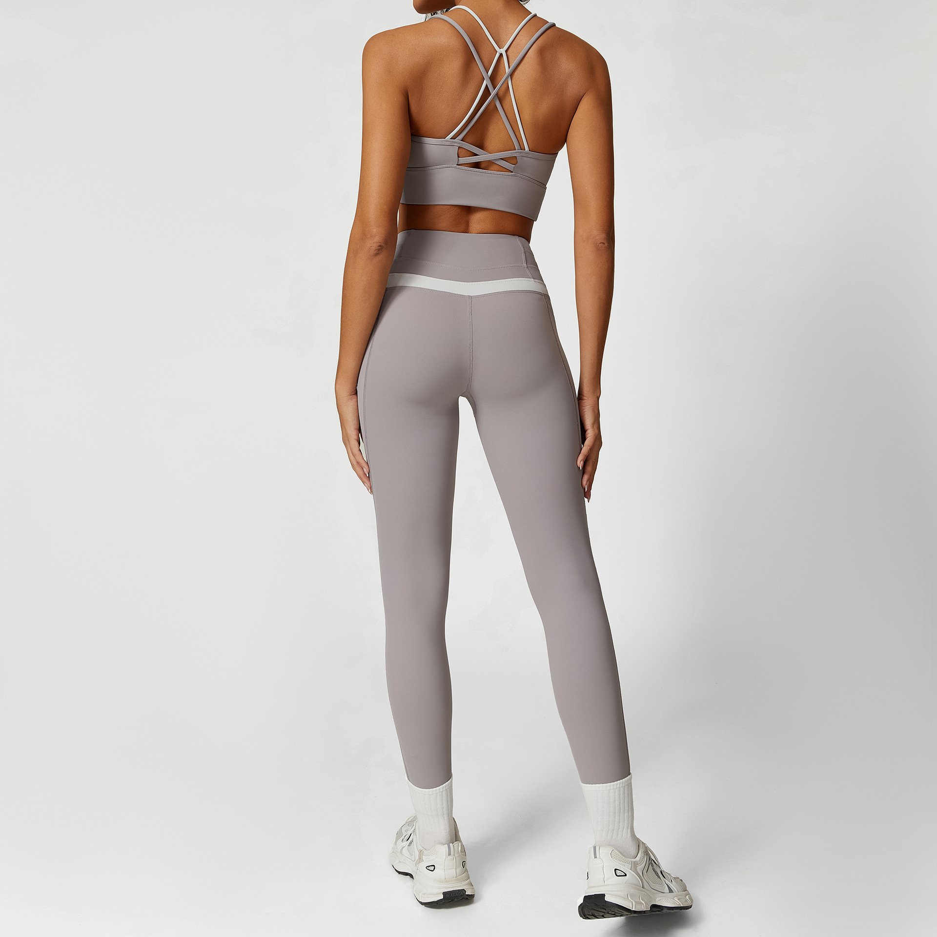 YIYI Fashion Quick Dry Workout Athletic Suits Girls Breathable Gym Fitness Sets Yoga Compression Leggings Women Active Wear Set