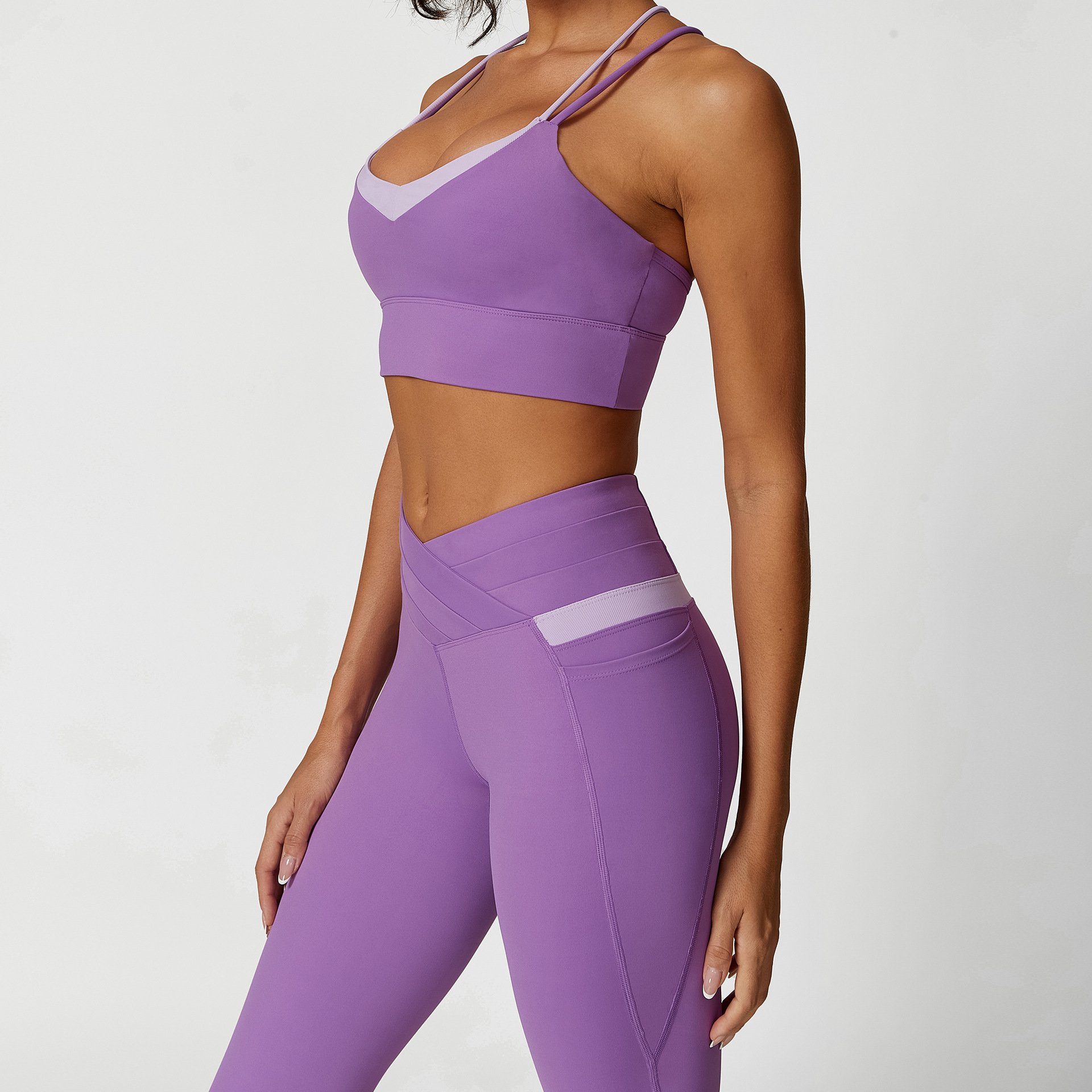 YIYI Fashion Quick Dry Workout Athletic Suits Girls Breathable Gym Fitness Sets Yoga Compression Leggings Women Active Wear Set