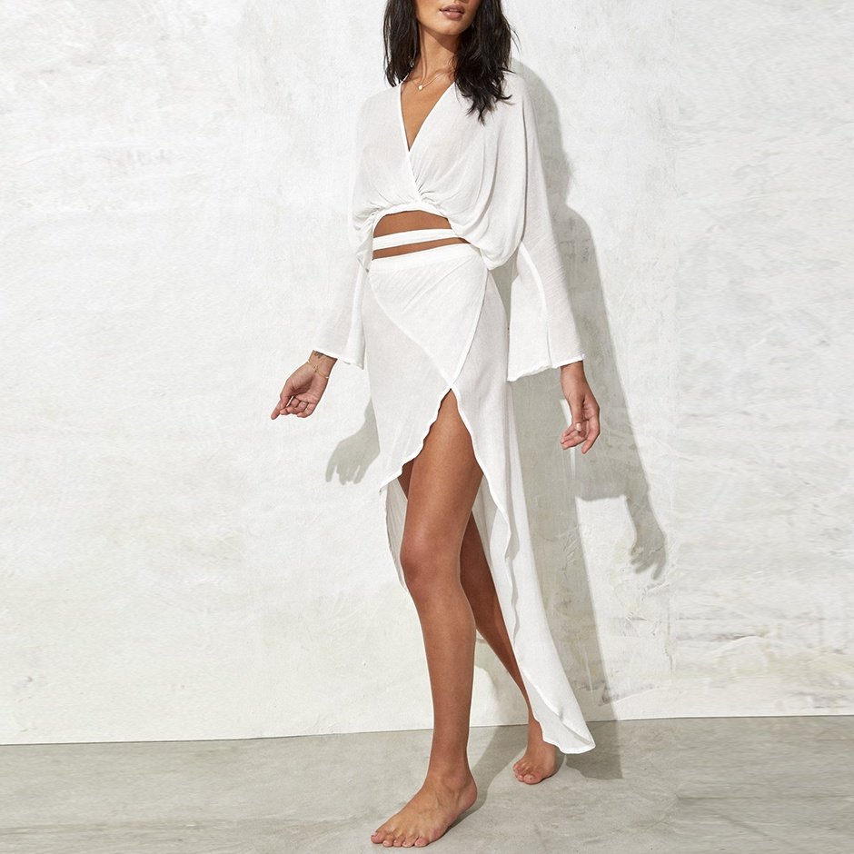 Sexy Cross-Wrap V-neck Backless Bodycon Plus Size Women's Sets Two Piece Set