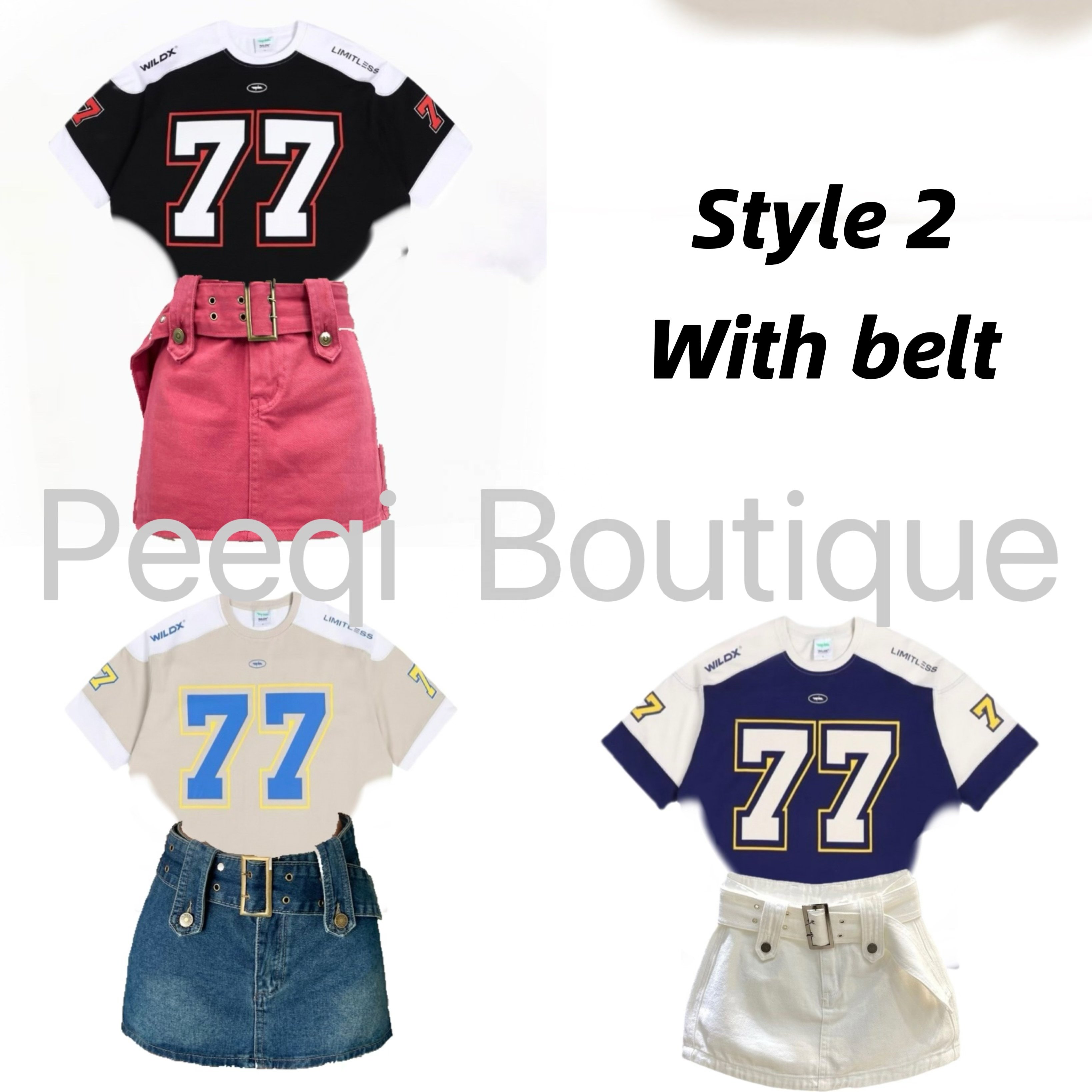 Peeqi Women Fashion Short Sleeve T-shirt Top and Jeans mini Skirt 2 Piece Set women Outfit streetwear Sexy