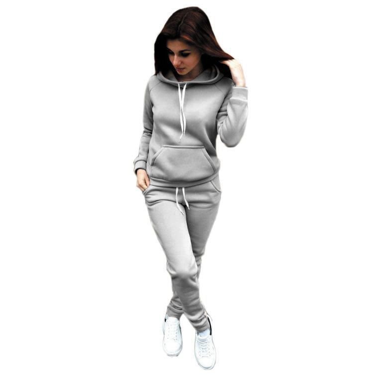 Factory Oem Custom 3d Sublimation Logo Tracksuits Blank Sexy Outfits Plush Hoodie 2 Piece Winter Plus Size Jogger Women'S Sets