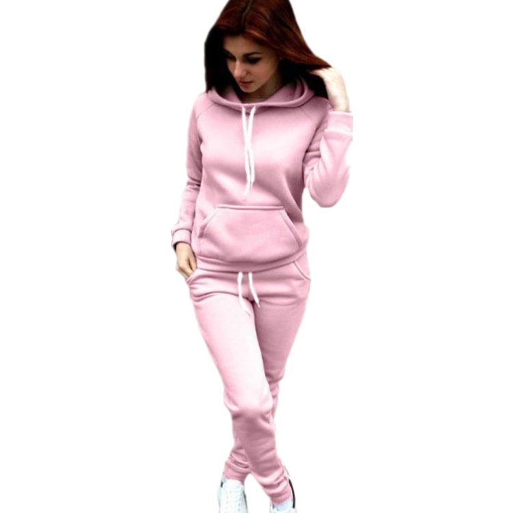 Factory Oem Custom 3d Sublimation Logo Tracksuits Blank Sexy Outfits Plush Hoodie 2 Piece Winter Plus Size Jogger Women'S Sets