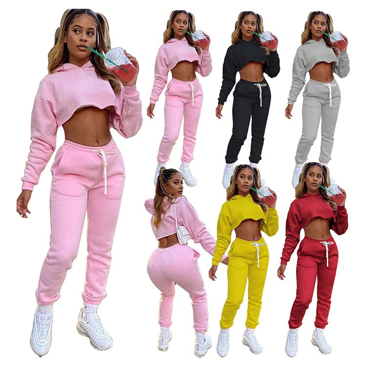 2023 Black Fashion Trendy Sets Womens Clothing CropTop Two Piece Set Clothes Long Sleeve 2 Piece set