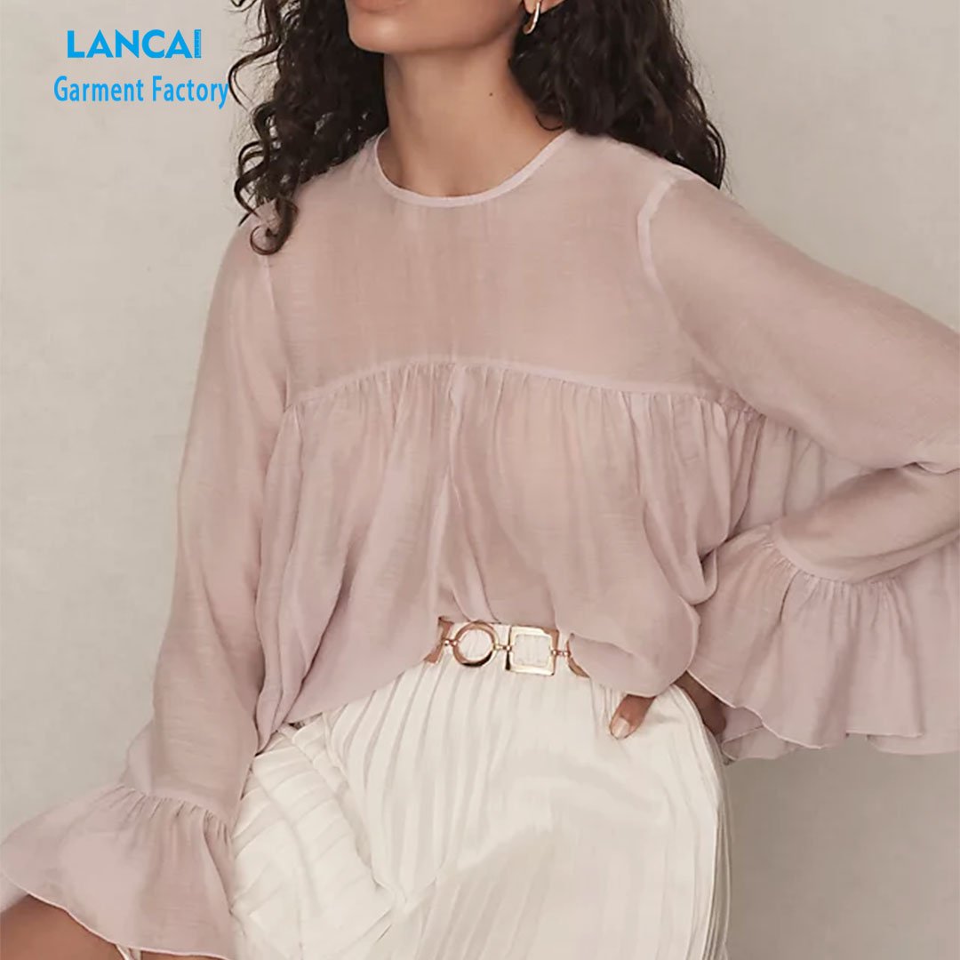 Women's Satin Shirts Crew Collar Long Sleeve Loose Cuffs Short Styles Daily Life Sweet Leisure Clothing Customized