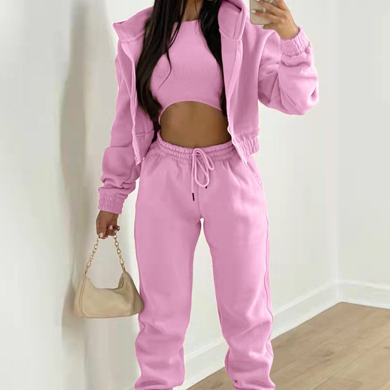 Manufacturer Autumn Custom Embroidery Logo Blank Plain Tracksuits Outfits Sports Streetwear 2 Piece Plus Size Plush Women'S Sets