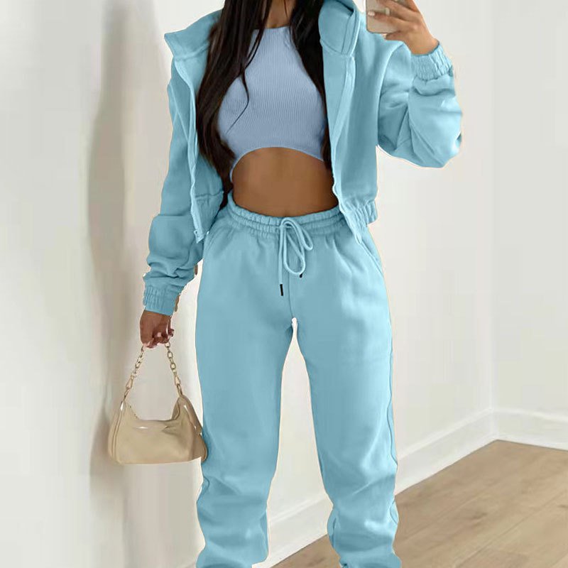 Manufacturer Autumn Custom Embroidery Logo Blank Plain Tracksuits Outfits Sports Streetwear 2 Piece Plus Size Plush Women'S Sets