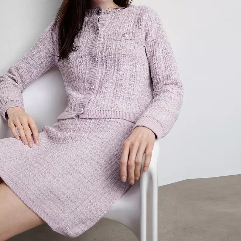 OEM&ODM new arrivals custom knitwear dress suit pure color cardigan women's sweater dress for 2 piece