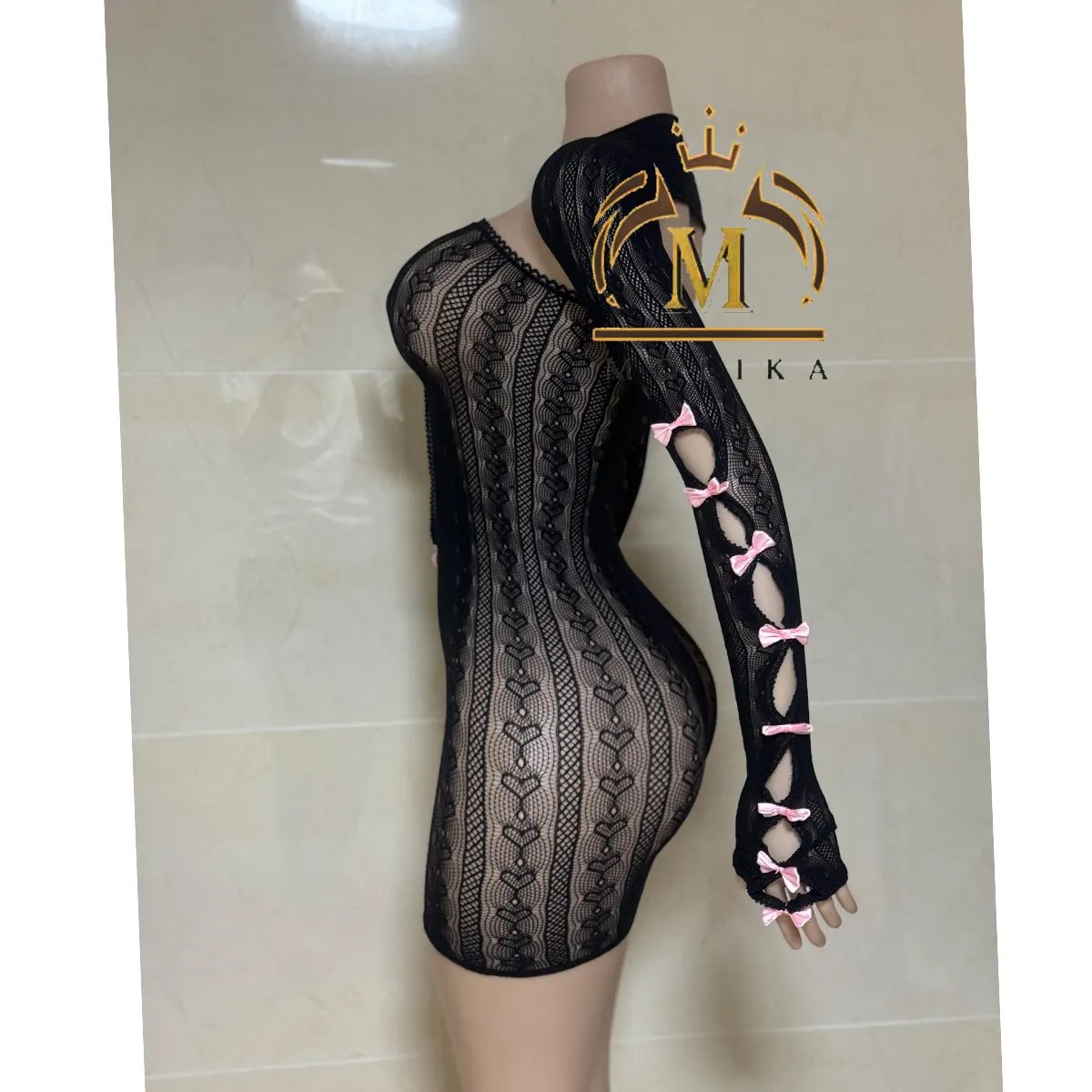 Trendy Women Dresses Sets Knitting Lace Dresses+Pantyhose+Bow 3 Piece Sets Girls Y2K Sexy Matching Dresses Sets Women Clothing