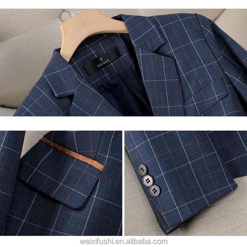 Women's business checkered suit set, British style, elegant and fashionable, high-end professional suit, work pants