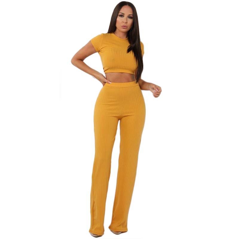 Wholesale Solid Color Women Casual Solid Two-pieces Suit Women Wear Clothing