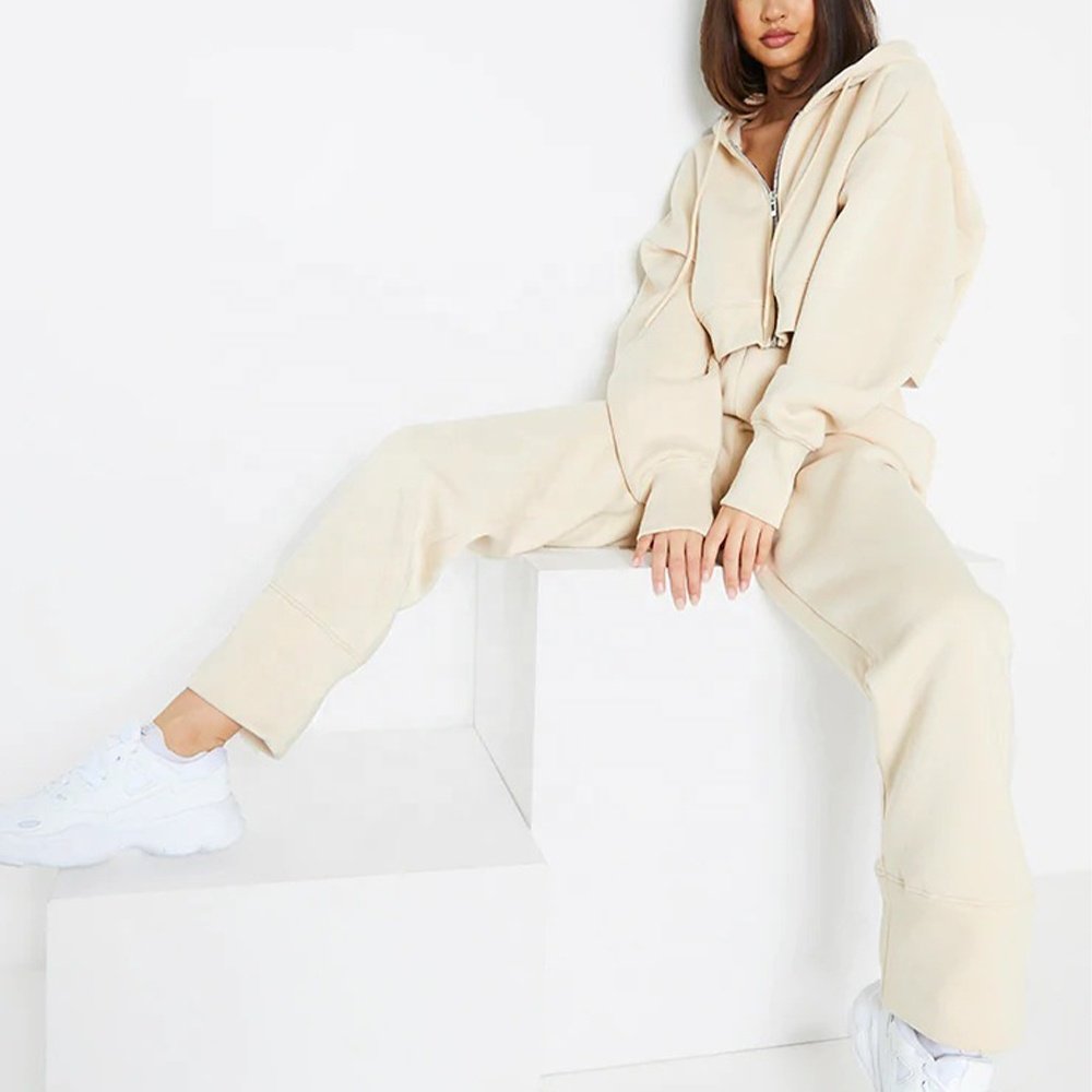 Women's Tracksuits Plus Size Women's Sets Cropped Hoodie Straight Leg Joggers Ladies 2 Piece Outfits Ladies Sports Suit