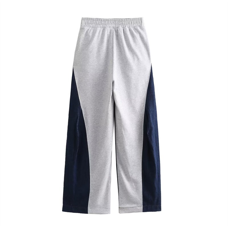 TAOP&ZA Women's 2023 Autumn New Loose Denim Splicing High Waist Casual Elastic Waist Jogging Pants 0085845 0085844