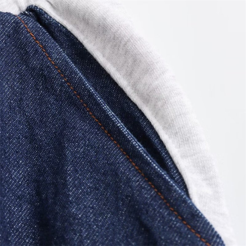 TAOP&ZA Women's 2023 Autumn New Loose Denim Splicing High Waist Casual Elastic Waist Jogging Pants 0085845 0085844