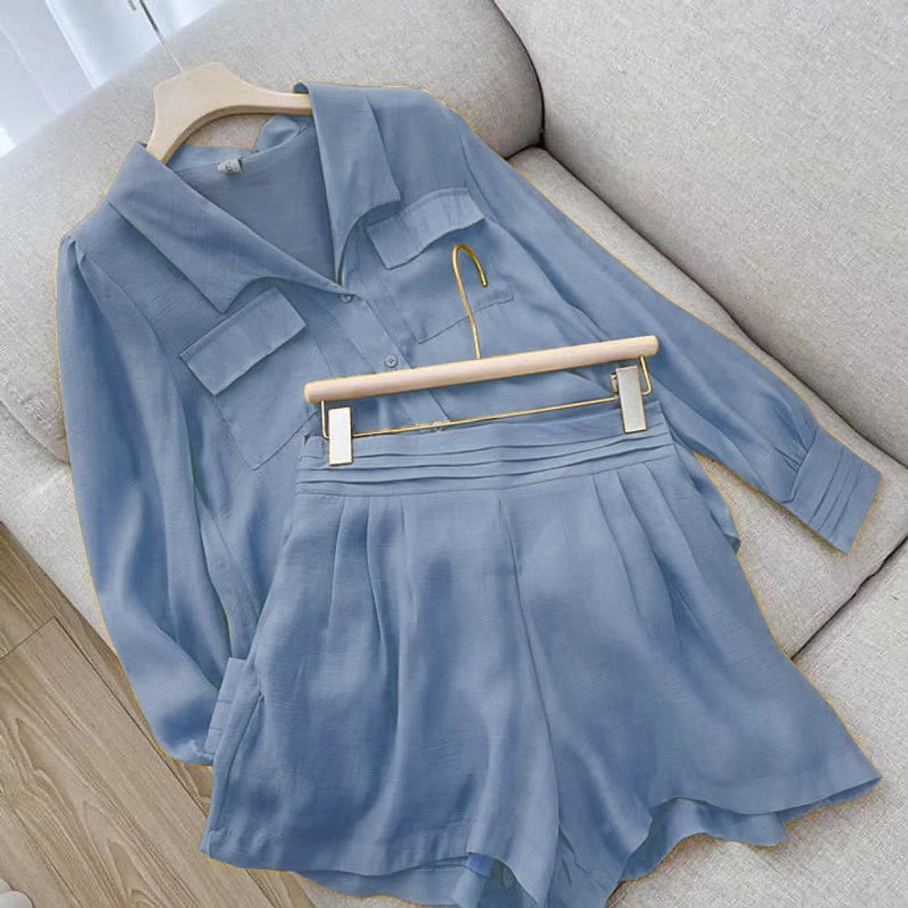 Wholesale Customized Logo High Quality Wholesale 2 Pieces loungewear women sets Blouse And Shorts women's sets 2 piece set women