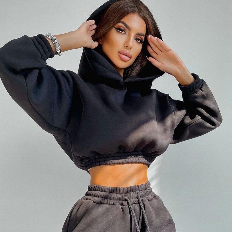 Factory custom logo jogging suit cut long sleeve women's tracksuit plus velvet warm women's tracksuit pants and hoodie set