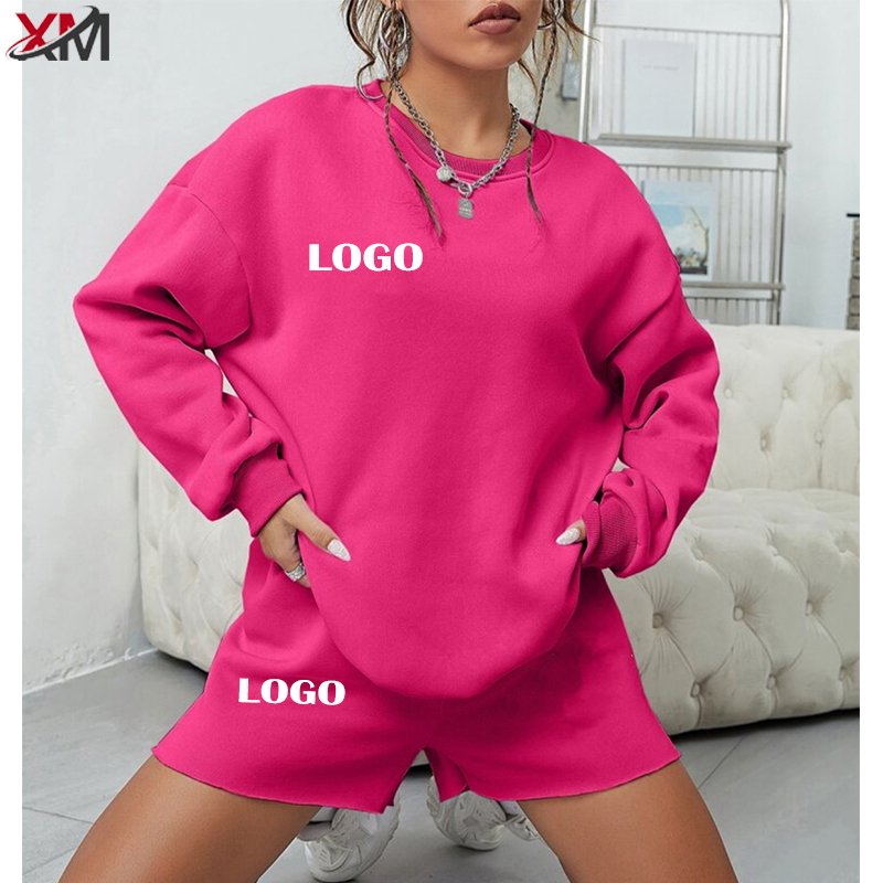 Autumn Girl Custom Embroidery Logo Leisure Tracksuits Two Piece Jogger 2 Piece Set Outfits Plus Size Solid Color Women Sets