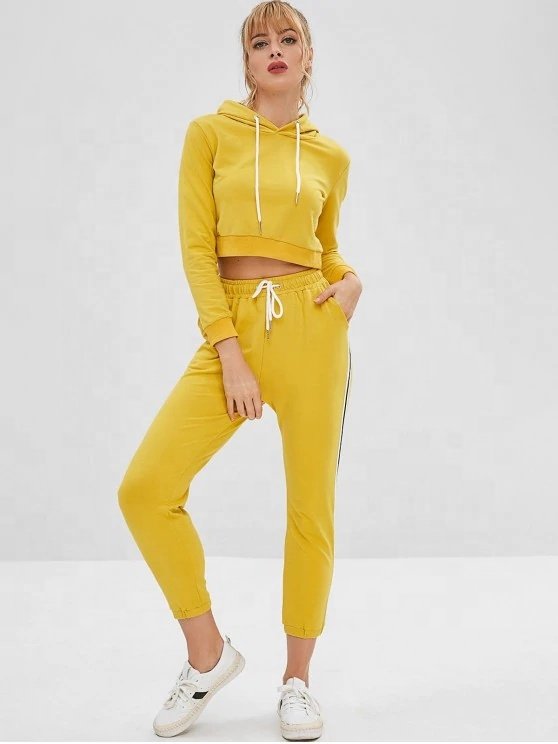 KY Custom High Quality Women's Tracksuit Set Hoodie and Jogging Pants for Training Sportswear for Women