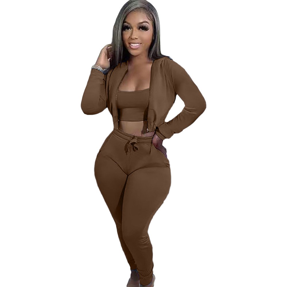 Wholesale High Quality Streetwear 3 Piece Blank Plain Short Tracksuits Outfits Sports Custom Logo Plus Size Cotton Women'S Sets