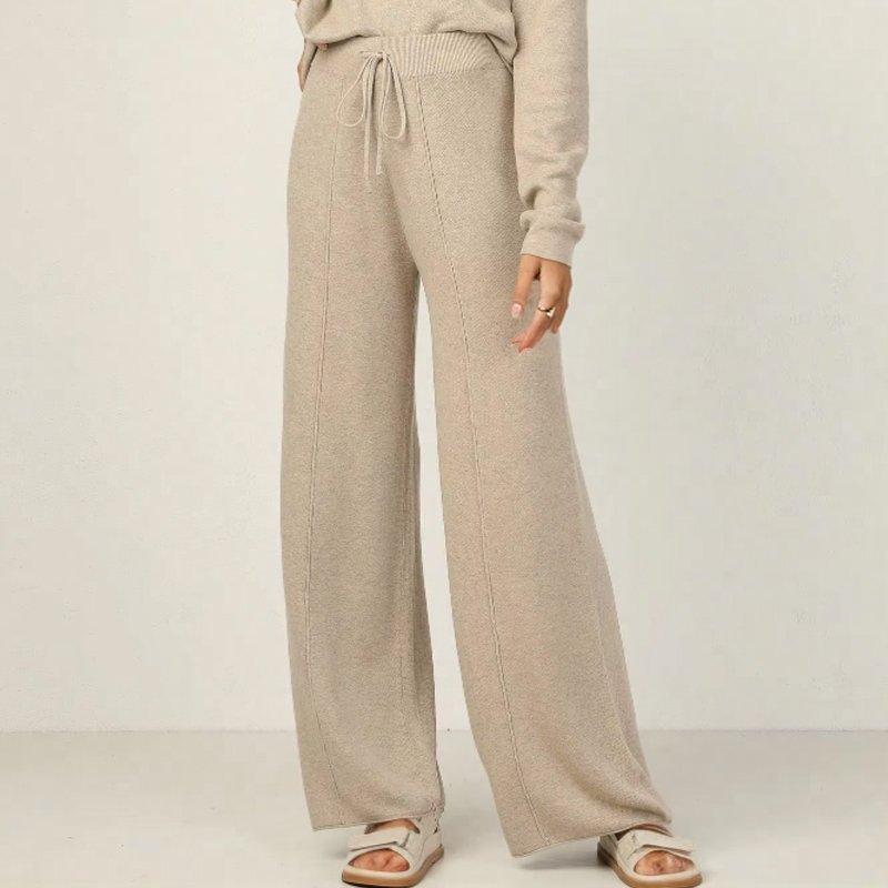 Plus size women's sets Long sleeves polo knitted top and wide leg pants pants two piece lounge sweater set