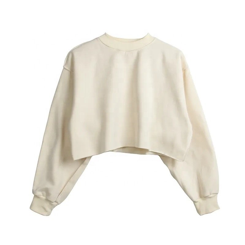 Custom logo design fashion women's crop top sweatshirt short length long sleeve cropped sweatshirt for women