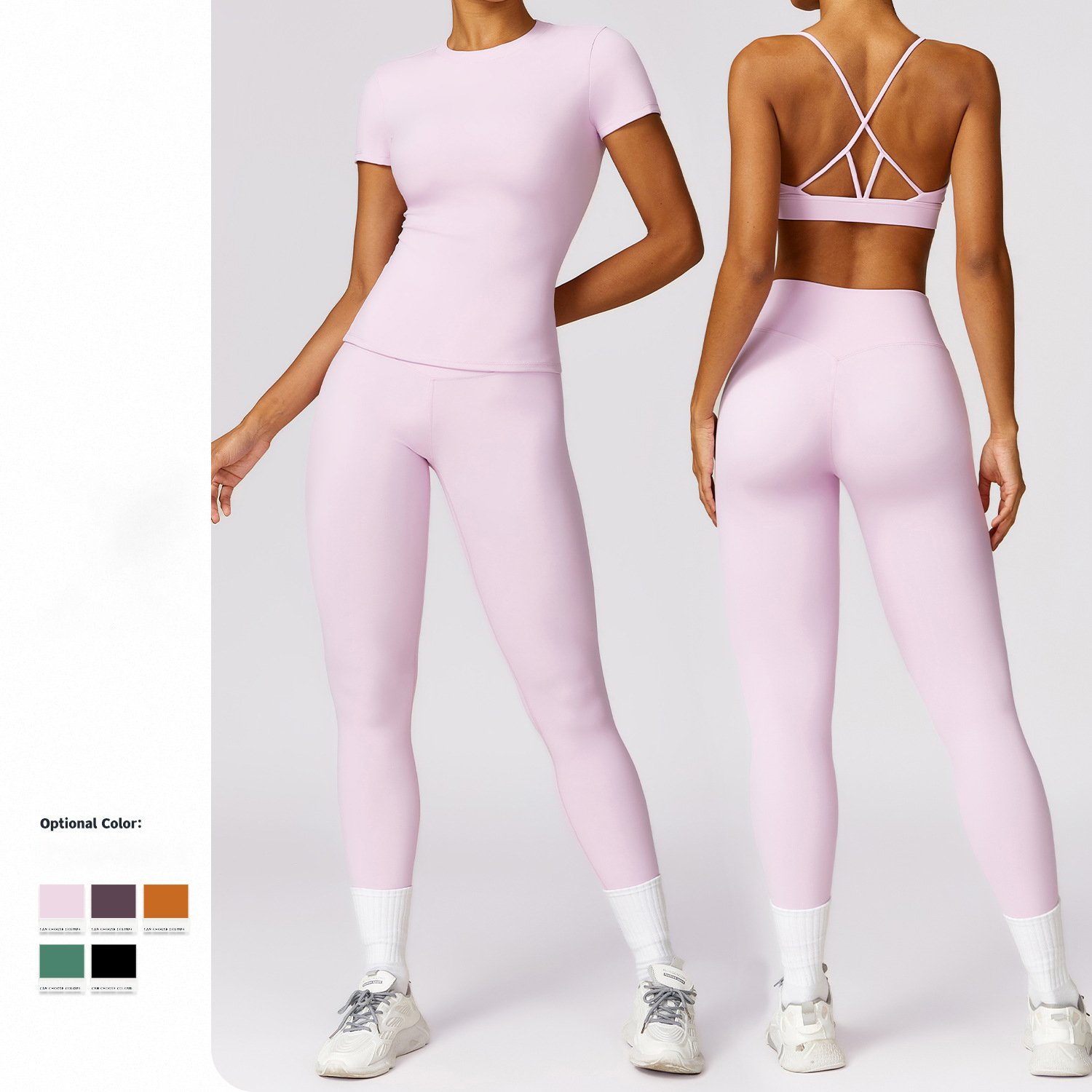 Fitness Push Up Yoga Pants Sport Wear Women Tracksuit Cropped Top Leggings Gym Set Seamless Women Yoga Workout Set