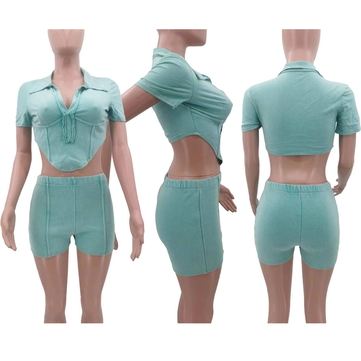 2 piece set women V-neck crop tops and shorts set for women women's sets 2 piece
